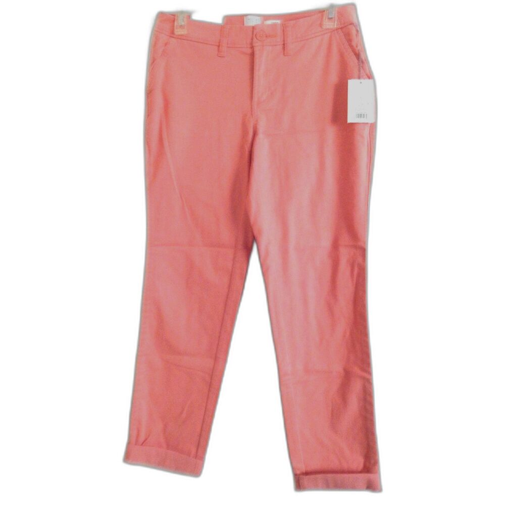 A NEW DAY women's size 4 mid-rise slim hip & thigh solid coral pink peach capris